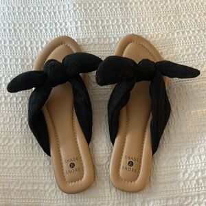 Black Terry cloth slip on sandals